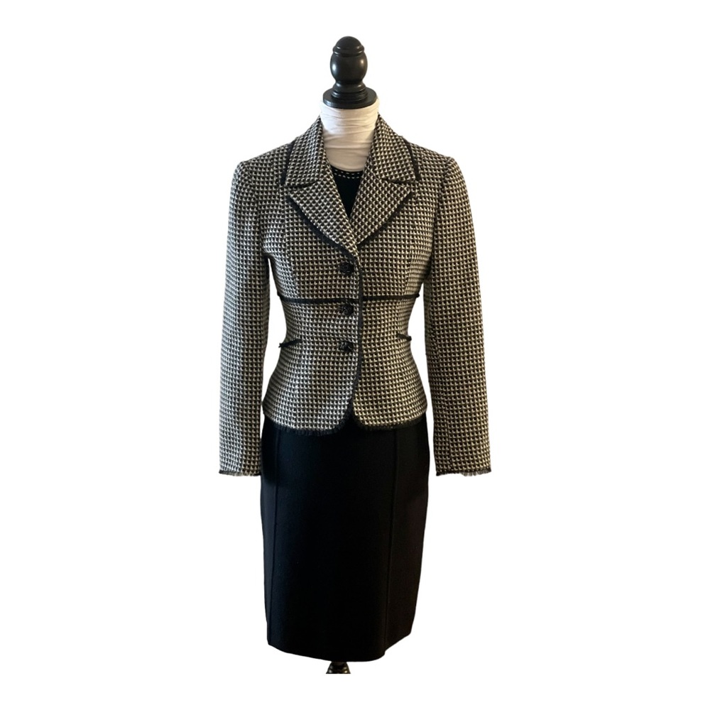 Adrienne Vittadii Black dress & Tahari tweed suit jacket